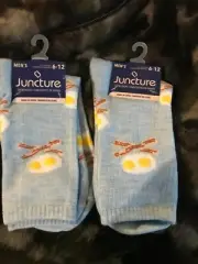 NWT SET 2 PAIRS SKULL CROSSBONE BACON EGGS LIGHT BLUE MENS SOCKS