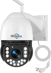 Hiseeu 【30X Optical Zoom 】 CCTV Camera Outdoor with Color Night Vision, 3MP PTZ Wifi Security Camera 360° View Wireless IP Camera with Two Way Audio,Motion Detection,Remote Access,IP66 Waterproof