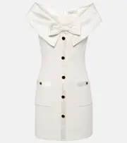 [Alessandra Rich] Alessandra Rich Bow-detail satin-trimmed cady minidress AU 6 white