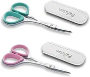 PAFASON Stainless Steel Curved and Straight Nail Cuticle Manicure Scissor Set with Premium PU Leather Case Multi-purpose Pedicure Beauty Grooming Tool for Nail, Dry Skin
