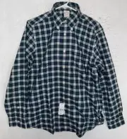 Brooks Brothers Flannel Shirt Mens M Green Plaid Long Sleeve Cotton Wool NWT $98