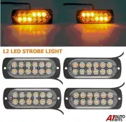4 Pcs Led Strobe Lights Bar Amber Truck Hazard Beacon Flash Warn Emergency Lamp