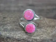 Native American Sterling Silver & Pink Opal Adjustable Ring - E. White