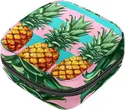 Sanitary Napkin Storage Bag,Period Bag,Pad Bag,Colored Stripe Watercolor Pineapple,Period Pouch