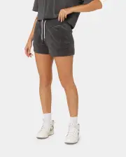 [Nike] Nike Women's Nike Sportswear Terry Pe Shorts Anthracite/black - Size 16 (2XL) 16 (2XL) Anthracite/Blac