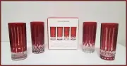 NEW RARE Williams Sonoma Set of 4 Wilshire Jewel Cut Red Highball Glasses NIB