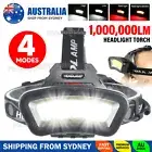 Rechargeable 1000000LM COB+LED Headlamp Headlight Torch USB Flashlight Work AU