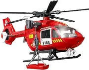 Wenbeier Fire Rescue Helicopter Toy for Boys with Hanging Basket Toy Airplane with Lights and Sound Rescue Vehicles Toys for Kids Aged 3 4 5 6 7