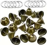 20 Pcs Vintage Bronze Jingle Bells, Bronze Small Jingle Bells Vintage Brass Color with 10 Key Rings, Grazing Copper Bells, Craft Bell for Housebreaking, Dog Doorbell Training,Making Wind Chimes