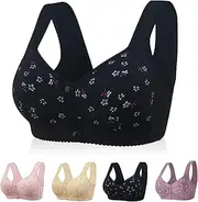 [GYQMBT] Daisy Bras for Older Women, Snap Front Bra,Everyday Sleep Bras,Convenient Front Close Button for Women No Wire
