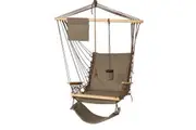 Hammock Hanging Chair Swing Wooden Garden Seat Outdoor Camping Patio Lounge Furniture Portable Soft Cushion Footrest Storage Cup Holder