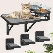 Cat Hammock Cat Wall Shelves with 3 Steps, Cat Scratching Post Cat Hammock and P