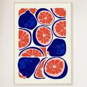 Galrie Vibrant Pear Grapefruit Abstract Wall Art for Kitchen Decor, Wood Frame, A3 30 x 42cm (12 x 16inch)