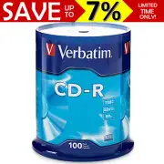 NEW 100x Verbatim Brand Blank CD Discs CD-R Spindle 52x 700MB 80min CDs 94554