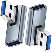 tunghey 2Pack 90 Degree USB 3.1 Adapter, Right Angle USB A Male to Female Connector Extender for PC, Laptop, USB A Charger and More, Mid Right Angle