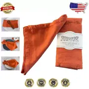 Elegant 20x20 Inch Napkins Set of 4 – Stonewashed Pure Linen in Sunset Orange
