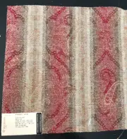 MULBERRY Misty Paisley in Red, Olive 12 3/4" Wool Linen Fabric Sample