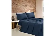 Vintage Washed Microfibre Sheet Set with 2 Pillowcases - Navy - Double