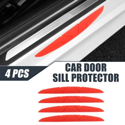 4pcs Car Door Sill Protector Film Cover Anti Scratch for Car Truck SUV Red