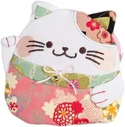[BAR AUTOTECH] Barbee Maneki Neko Design Zipper Coin Purse - Japanese Chirimen & Kimono Pattern Mini Bell Pouch