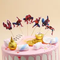 在飛比找蝦皮購物優惠-生日蛋糕插旗蜘蛛人猴子老虎斑馬動物世界變形金剛插牌插旗擺件生