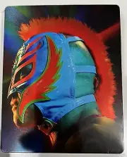 WWE 2K 22 metal game case featuring Rey Mysterio