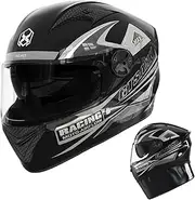 Full Face Headgear with Double Visor, Motorcycle Hat with Double Visor - Full Face Dual Lens Shield Street Motorcycle Headgear - Hat for Adults, Men and Women for