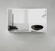Moonlight 1200mm Led Matte White Shaving Cabinet Mirror - Solid Stone Edge