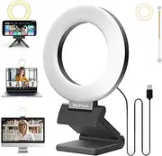 AorPixun Small Ring Light for Desk Video Conference Lighting 4'' Clip on Ring Light for Streaming Webcam Lighting Zoom Lighting Remote Working Video Call 3 Light Modes & 10 Brightness Levels