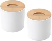Anneome Elegant Wooden Lid Round Tissue Boxes Napkin Box Storage Paper Towel Holder for Home