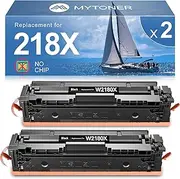 MYTONER Compatible Toner Cartridges (NO CHIP) Replacement for HP 218X 218A W2180X W2180A Black Toner for Color MFP 3301fdw 3301cdw 3301sdw Pro 3201dw Printer High Yield Ink, 2Black