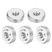 5Pcs M3 Knurled Thumb Nuts, Carbon Steel Round Knurled Flat Head, Silver