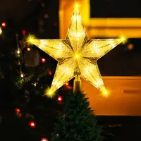 在飛比找蝦皮購物優惠-美麗的帶燈星星聖誕樹頂燈裝飾五角星網格夜燈聖誕彩色 LED 