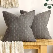 Pack of 2 Decorative Burlap Linen Throw Pillow 18" x 18" (Pack of 2) Dark Grey
