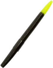 5" Senko Style Stick Bait- 50 Count Bulk Bag- Green Pumpkin Chartreuse Tip
