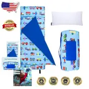 Travel-Friendly Kids Nap Mat with Pillow - Soft Cotton Blend, 50x20 inches