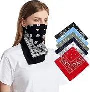 [BOBOZHONG] Cotton Bandana,6 Pack Double Sided Print Cotton Bandana Cycling Headband Handkerchief Multifunction Paisley Headbands Cowboy Bandana Handkerchiefs For Women and Men