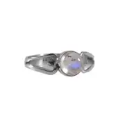 Rainbow Moonstone Heart Ring Handmade Sterling Silver, 5