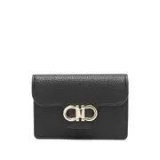 [Ferragamo] Ferragamo Gancini Calfskin Keyring Wallet ONE SIZE BLACK
