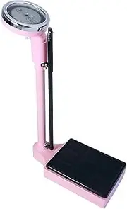 Mechanical Scale with Height Rod, Professional Extra-Large Analog Dial, Health Scale,Physician Scale,with Oversize Analog Dial, for Gym, Home, Bathroom, Hotel,School(Pink,120kg)