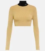 [Prada] Prada Lamé cropped turtleneck sweater AU 6 gold