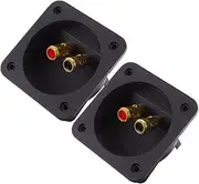 Generic 2pcs Box Square Size 80mm Post Stereo Screw Wire Speaker Wall Plate Speaker Cable Cables Converter Light Switch Cover Plates Amp Square Terminal Mic Cable Zinc Alloy Gold Plated