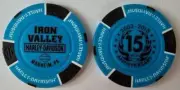 IRON VALLEY HARLEY-DAVIDSON Manheim PA 15th Anniv Neon Blue/Blk Sig Poker Chip