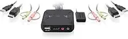IOGEAR 2-Port USB DisplayPort Cable KVM Switch - 4K 30Hz - Remote Switch Button - Plug n Play - USB Expandable with USB Hub - 7.1 HD Audio - Mac Win - GCS52DP