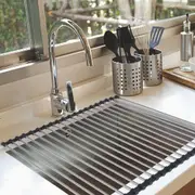 Toque Stainless Steel Dish Drying Rack Over Sink Kitchen Foldable RollUp Mat