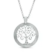 Natural Diamond-Cut Tree of Life Pendant in Sterling Silver