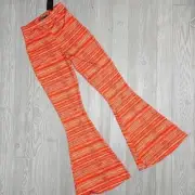 Nwt nasty gal space dyed ribbed flared trousers pants leggings lounge wear orang