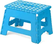 Clevinger Plastic Folding Stool Step Portable Chair Store Flat Outdoor Camping Kids Adult Home-Blue (Blue)