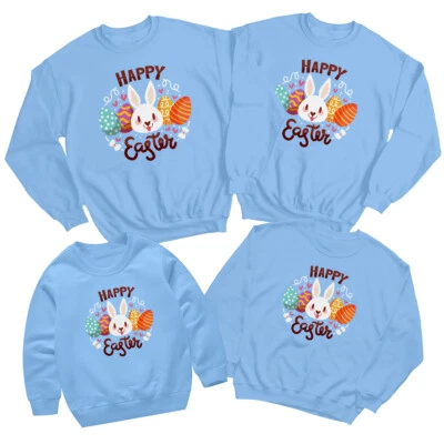 Family Bunny Happy Easter Sweatshirt Jumper Festival Holiday Matching Outfit1#ED