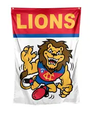 Brisbane Lions AFL Retro Mascot Design Wall Flag Banner